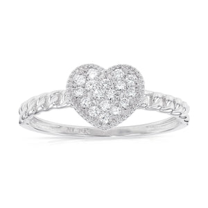 14K Gold Lab Diamond Heart Ring, 0.17Ctw