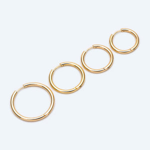 10 Pcs Gold & Silver Stainless Steel Huggie Hoop Earrings - 2.5mm Thick, 13-30mm Sizes.