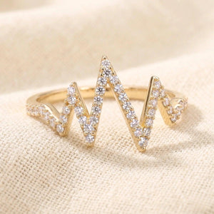 14K Yellow Gold Heartbeat Lab Diamond Ring - 0.21Ctw Meaningful Love Gift for Anniversaries & Valentine's Day.