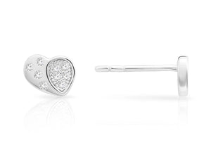 Elegant Sterling Silver CZ Heart Stud Earrings - Perfect Gift for Any Occasion.