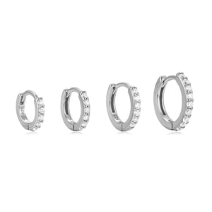 SOLD as Pair,6Mm - 9Mm Cz Pave Gold Huggie Hoop Earrings, Silver Pave Cz Hoop, Cartilage Hoops, Everyday Diamond Huggies, Gift for Her