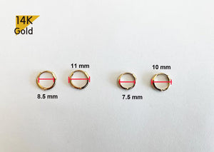 Stunning 14K Solid Gold Minimalist Hoop Earrings - Elegant and Versatile, Available as Single or Pair.