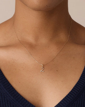 Diamond Script Alphabet Charm Necklace