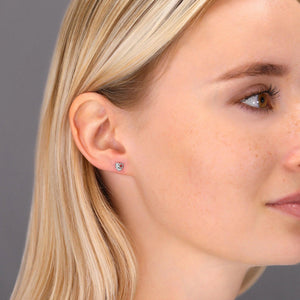 Sparkling CZ Heart Stud Earrings in Sterling Silver - 1789.