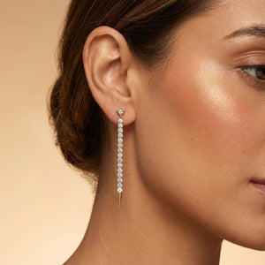 Bridal Drop Diamond Earring, Long Chain Earrings 14K White Gold