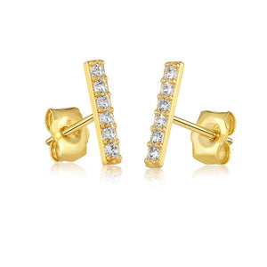 Elegant 14K Yellow Gold Bar Stud Earrings - Timeless Sophistication.