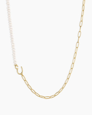 Lou Pearl Alphabet Necklace NikNenz™ Premium Gold & Diamonds