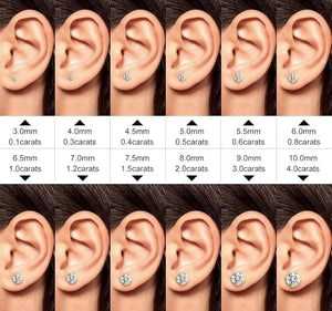 10K Gold Moissanite Stud Earrings | Screw Back round Cut Solitaire | Everyday Diamond Alternative Earrings