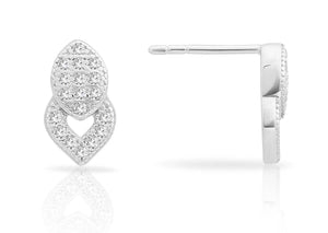 Stunning Sterling Silver CZ Double Teardrop Stud Earrings.
