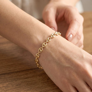 14K Yellow Gold Mariner Link Bracelet, 7.5"