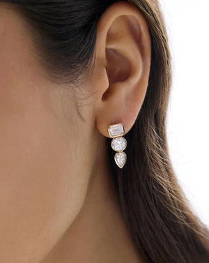 Chic Bezel Mixed Shape Drop Earrings - Elevate Your Style!.