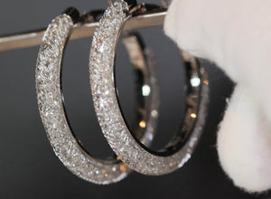 Diamond Hoop Earrings | Hoop Earrings | Womens Big Diamond Earrings | Silver Hoop Earrings with Diamonds | Womens Hoop Earrings | Earrings