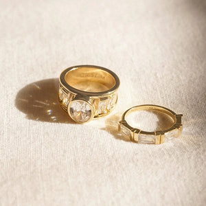 Polly Crystal Ring Stack 18Ct Gold Plate