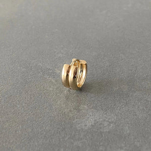 Stunning 14K Solid Gold Chunky Huggie Earrings - Fashionable 11mm Hinged Gold Hoops.