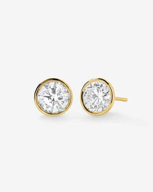 Exquisite Bezel-Set Round Lab Diamond Stud Earrings.