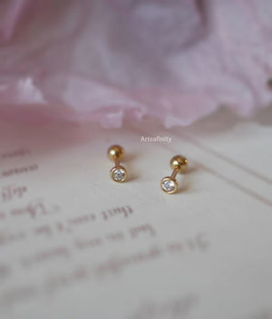 Gold Screw Earrings, 14K Solid Gold Earrings, Real Gold Earrings, Spring and Summer Dainty Earrings, Elegant Earrings, Gift for Her
