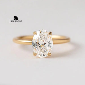 2 Carat Oval Lab Grown Diamond Engagement Ring, 14K Yellow Gold