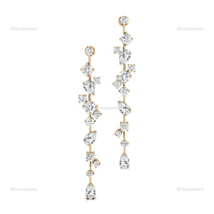 Lab Created Diamond 14Kt White Gold Long Drop Bridal Earrings