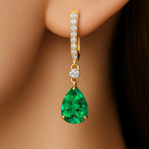 Birthstone Emerald Diamond Earrings, Dangle Emerald Drops, May Birthstone Bridal Earrings