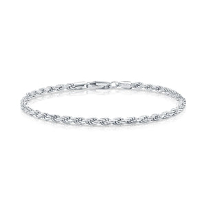 Solid Sterling Silver Rope Chain Bracelet