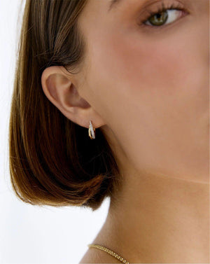 Stunning Double Row Diamond Hoop Earrings.