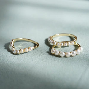 Mini Pearl Band Ring 18Ct Gold Plate