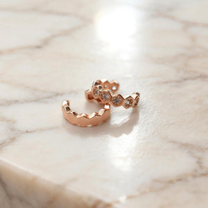 Rose Gold Ear Cuffs, Diamond Cartilage Ear Wrap, No Piercing, Minimalist Cuff Jewelry