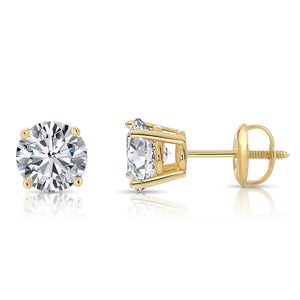 14K Gold Lab Diamond Stud Earrings, 1.50Ctw, with Screw Backs