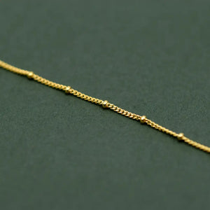 Beaded Gold Plated Anklet, Fine Curb Chain Anklet, Layered Anklet, Beach Jewelry, Gift for Her