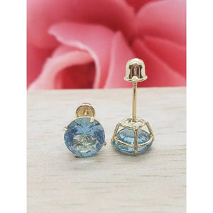 Beautiful 14K Solid Gold Aquamarine Screw Back Stud Earrings – Perfect March Birthstone Gift!.