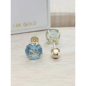 Beautiful 14K Solid Gold Aquamarine Screw Back Stud Earrings – Perfect March Birthstone Gift!.