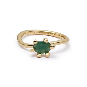 Green Aventurine Claw Ring 18Ct Gold Plate