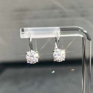 14K Gold 2.00 Carat Dangling Solitaire Drop Earrings Leverback
