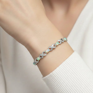 Sterling Silver Fire Opal Bracelet, Infinity Design, Adjustable Opal Bracelet, 6-9 Inch