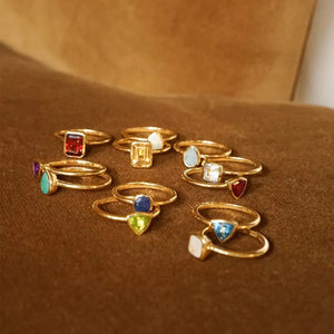 Birthstone Ring 18Ct Gold Plate