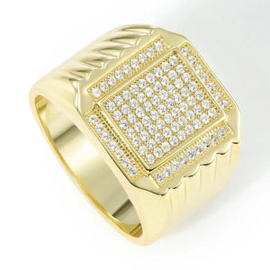 Bold 925 Sterling Silver Pave Square Signet Pinky Ring – Perfect Luxurious Gift for Anniversaries & Everyday Elegance.
