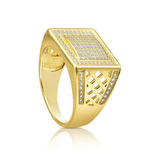 Bold 925 Sterling Silver Pave Square Signet Pinky Ring – Stunning Sparkle for Weddings & Everyday Elegance.