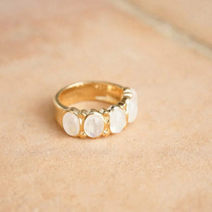 Bold Moonstone Ring 18Ct Gold Plate