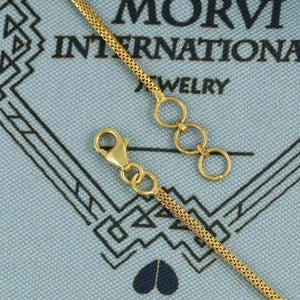 Bracelet in 22K Solid Gold, Indian Handmade Pure Gold Jewelry, Women Box Chain Link Bracelet with Adjustable Hoops, K5877