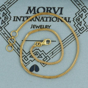 Bracelet in 22K Solid Gold, Indian Handmade Pure Gold Jewelry, Women Box Chain Link Bracelet with Adjustable Hoops, K5877