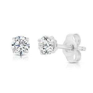 Bundle Set of 3! 14K White Gold Classic Solitaire Stud Earrings, Pushback (Unisex)