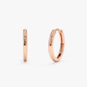 Elegant 14K Solid Gold Mini Huggie Earrings - Tiny Hinged Cartilage Hoops in 7mm, 8mm, and 9mm Sizes.