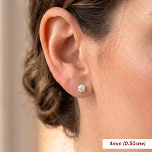 14K Gold Lab Diamond Stud Earrings, CVD Brilliant-Cut Diamond Studs, Classy round Diamond Studs, Wedding & Bridal, Pushback, by TILO Jewelry