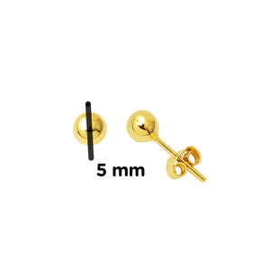 14K Solid Gold Ball Stud Earrings, Yellow Gold Ball Earrings 5Mm, Gold round Ball Stud Sleeper Earrings, Classic Earrings