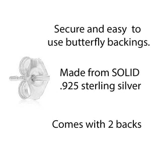 Sparkling CZ Double Heart Dangle Stud Earrings in Elegant Sterling Silver.