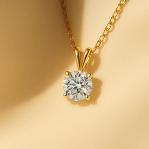 Timeless 14K Yellow Gold Classic Solitaire Pendant Necklace.