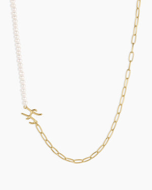Lou Pearl Alphabet Necklace NikNenz™ Premium Gold & Diamonds