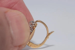 Antique Circa 1920S 18K Gold Art Deco Natural Diamond Decorated Earring