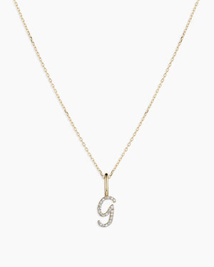 Diamond Script Alphabet Charm Necklace