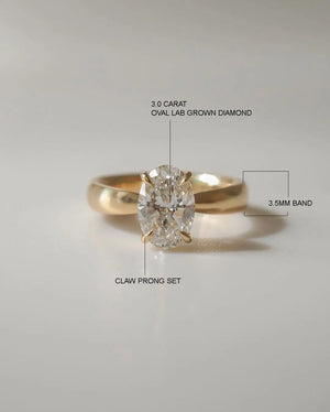 14K Yellow Gold Oval Lab Grown Diamond Anniversary Solitaire Ring, IGI Diamond, Fine Jewelry